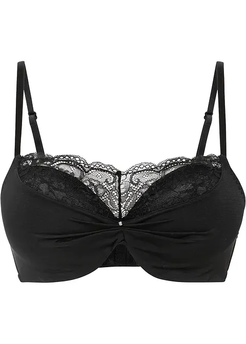 Push-up BH in Bandeau-Optik in schwarz von vorne - bonprix