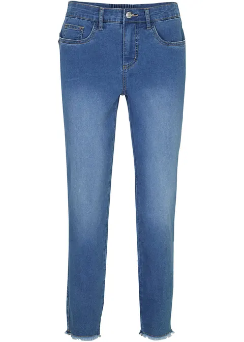 Shaping-Jeans Mid Waist, cropped in blau von vorne - bonprix