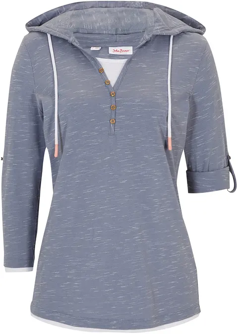Shirt mit Kapuze in blau von vorne - bonprix