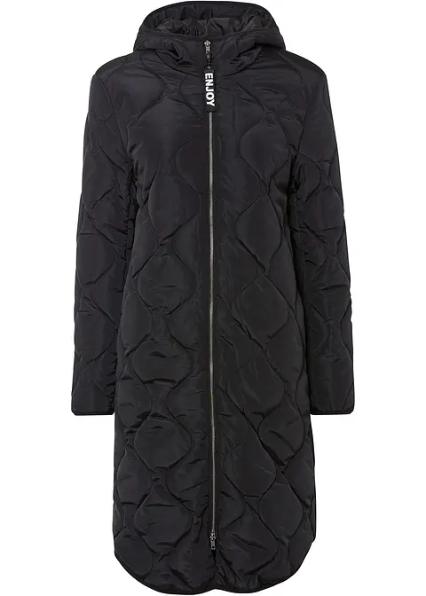 Steppmantel aus recyceltem Polyester in schwarz von vorne - bonprix