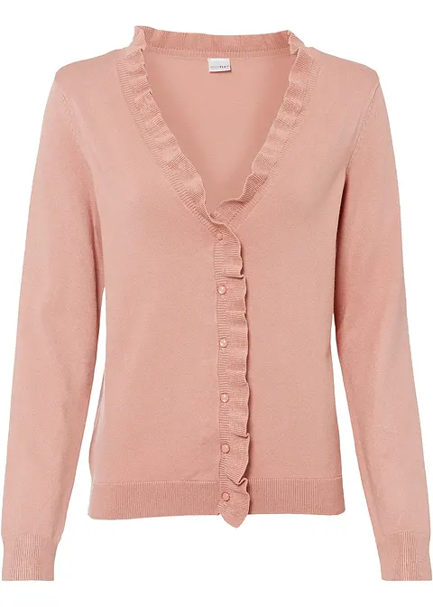 Feinstrickjacke in rosa von vorne - bonprix