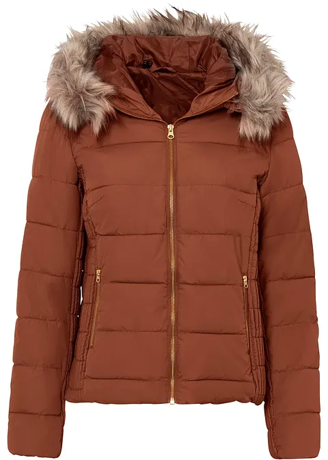Leichte Steppjacke aus recycelt Polyester in braun von vorne - bonprix