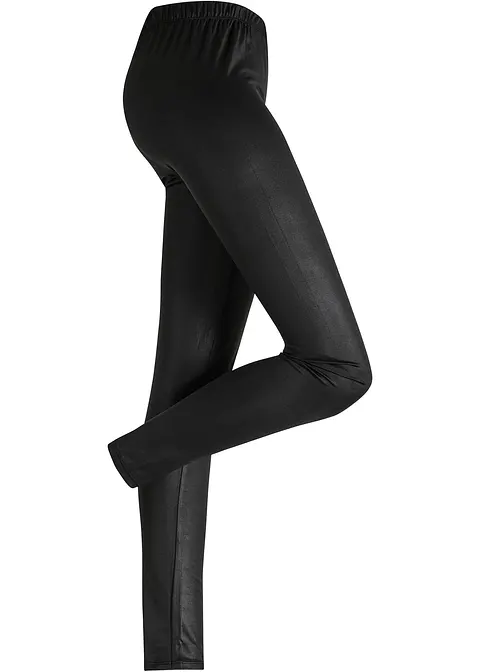 Leggings mit Beschichtung in schwarz von vorne - bonprix