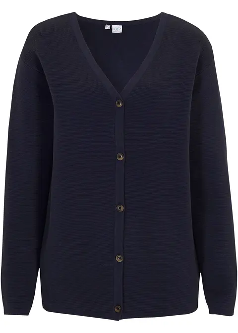 Feinstrickjacke in blau von vorne - bonprix