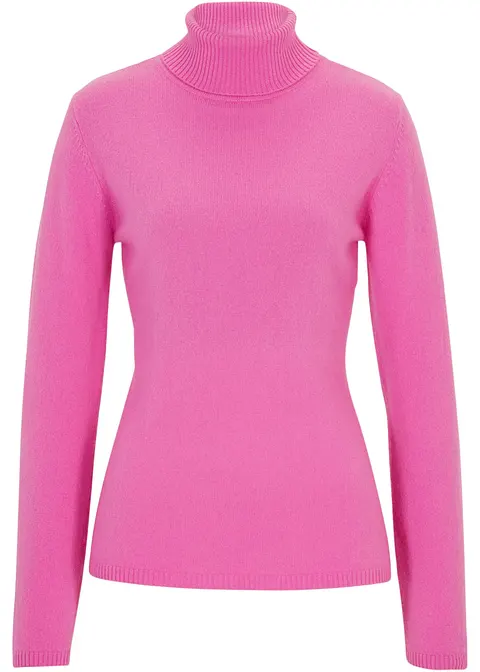 Wollpullover mit Good Cashmere Standard®-Anteil in pink von vorne - bonprix PREMIUM