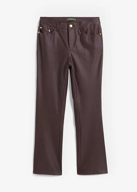 Glänzende Bootcut-Stretchhose in braun von vorne - bpc selection