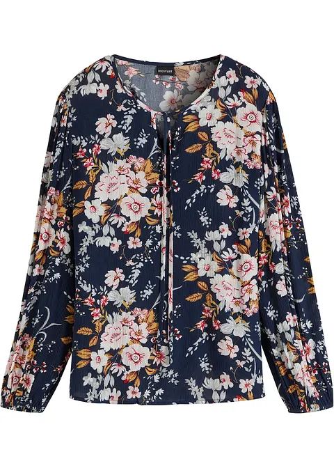 Bluse aus reiner Viskose in blau von vorne - bonprix