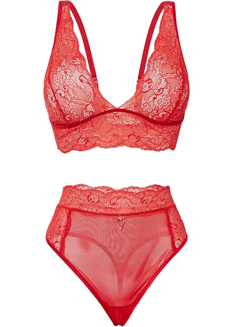 Bustier und Taillenstring ouvert (2-tlg. Set) in rot von vorne - VENUS