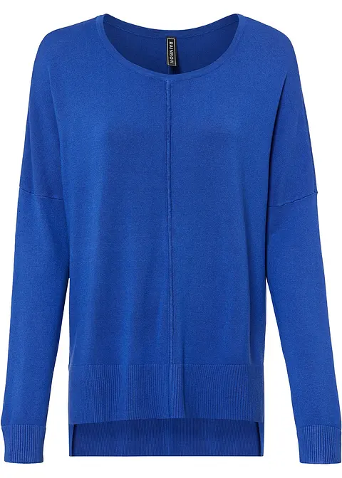 Oversize-Strickpullover in blau von vorne - bonprix