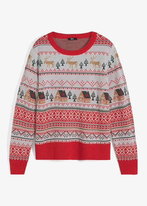 Weihnachts- Pullover in weiß von vorne - bonprix