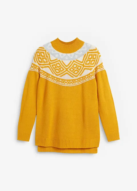 Norweger-Pullover mit Seitenschlitzen in orange von vorne - bpc bonprix collection