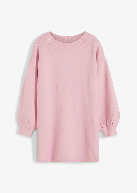 Pullover mit Ballonärmeln in rosa von vorne - bonprix