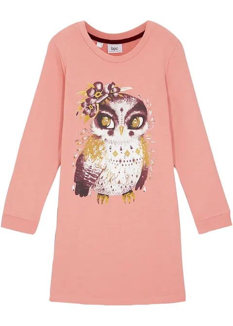 Sweatkleid aus reiner Baumwolle in rosa von vorne - bonprix