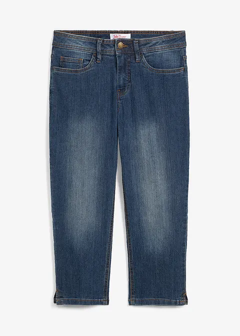 Slim Fit Jeans Mid Waist, cropped in blau von vorne - bonprix