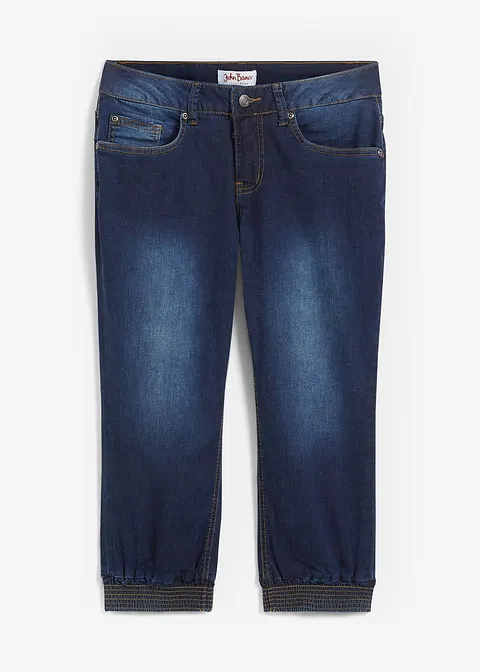 Stretch-Capri-Jeans in blau von vorne - bonprix