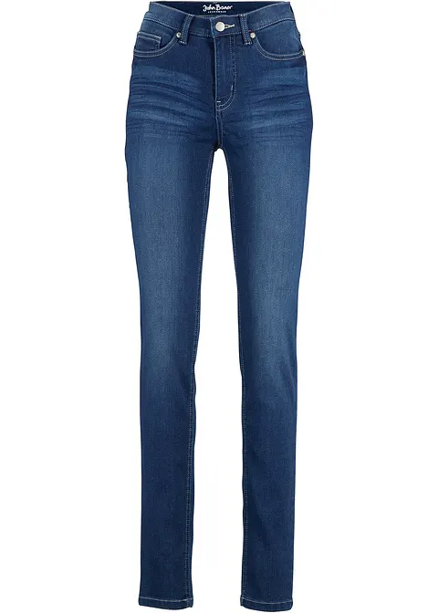 Slim Jeans Mid Waist, Ultra-Soft in blau von vorne - bonprix