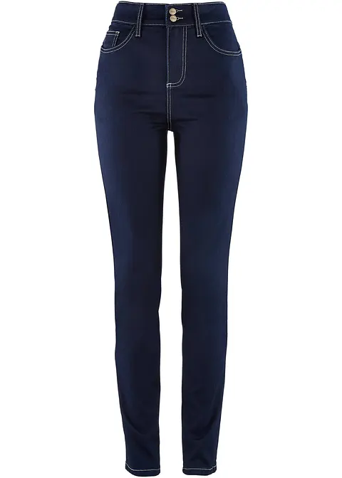 Super-Stretch-Highwaist-Jeans in blau von vorne - bonprix