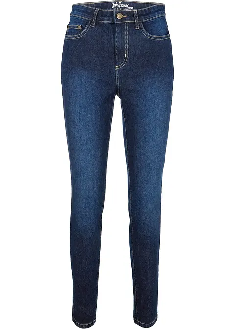 Skinny Jeans High Waist, Stretch in blau von vorne - bonprix