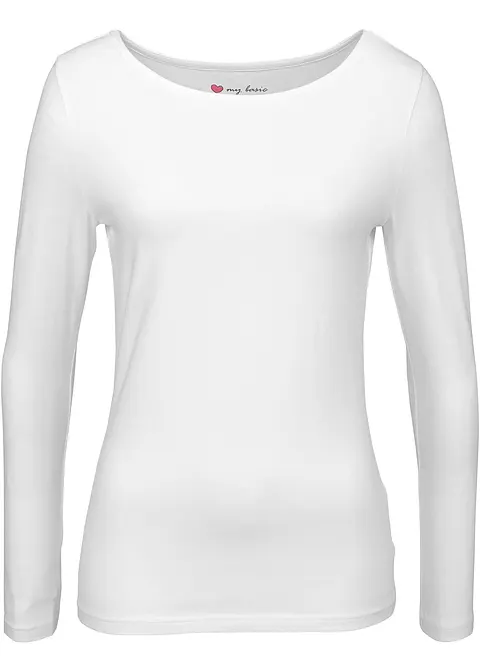 Stretch-Shirt, Langarm in weiß von vorne - bpc bonprix collection