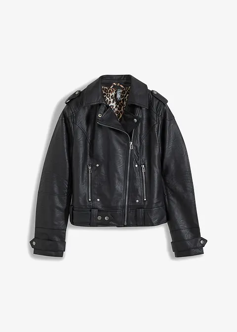 Biker-Jacke in schwarz von vorne - bonprix