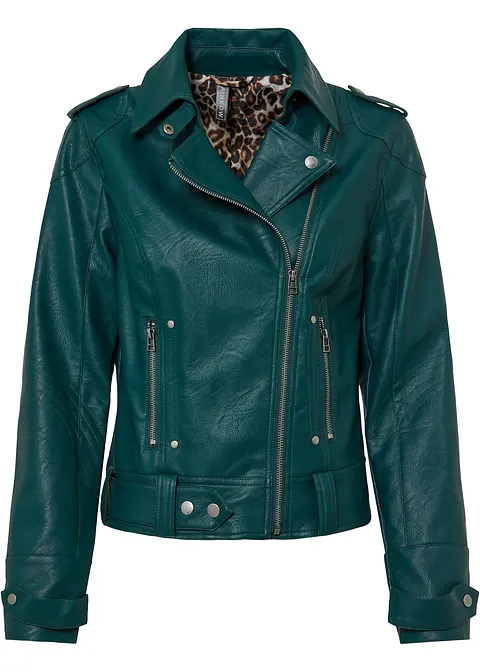 Biker-Jacke in grün von vorne - bonprix