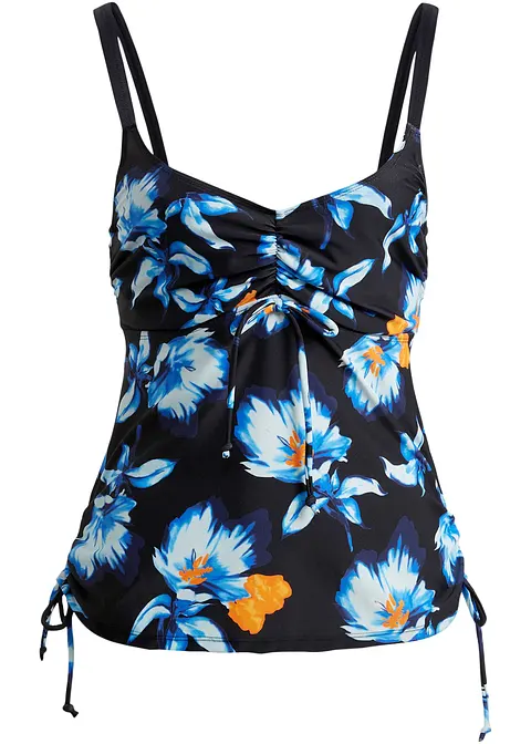 Minimizer Tankini Oberteil aus recyceltem Polyamid in schwarz von vorne - bpc selection