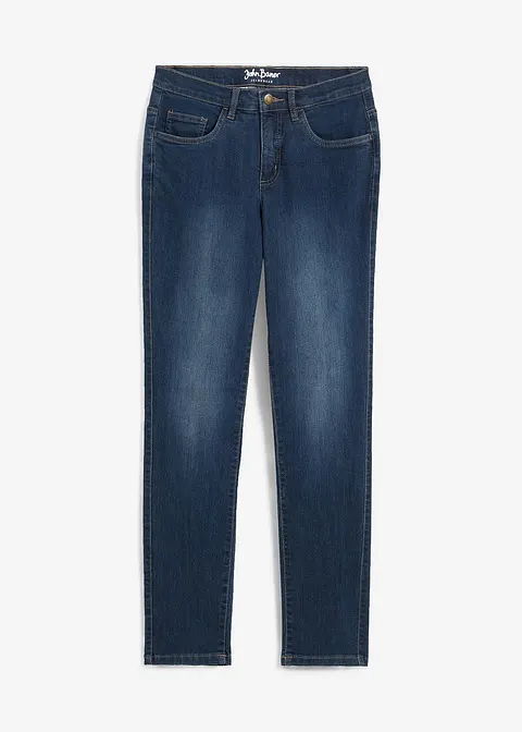 Straight Jeans Mid Waist, Stretch in blau von vorne - bonprix