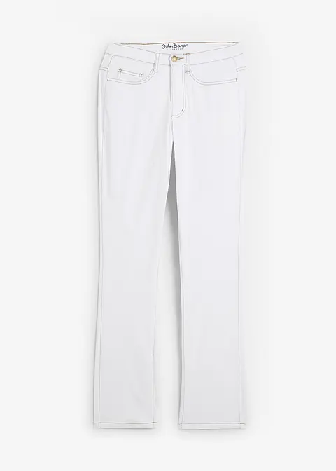 Straight Jeans Mid Waist, Stretch in weiß von vorne - bonprix