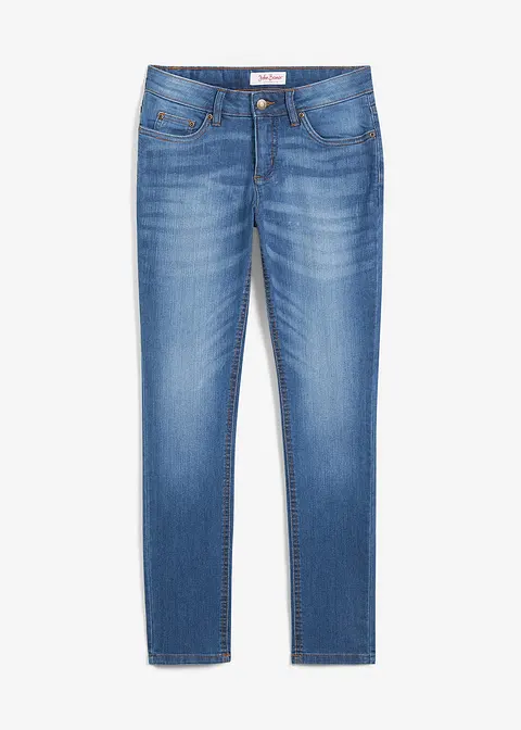 Skinny Jeans Mid Waist, Stretch in blau von vorne - bonprix
