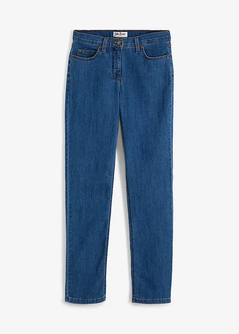 Straight Jeans High Waist, Stretch in blau von vorne - bonprix