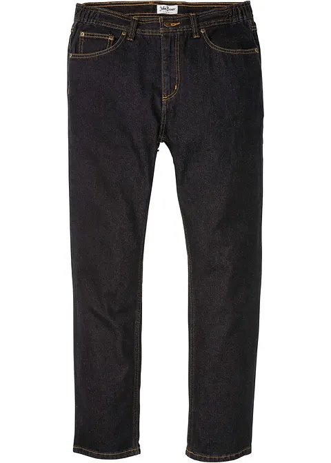 Classic Fit Jeans mit seitlichem Dehnbund, Straight in schwarz von vorne - bonprix