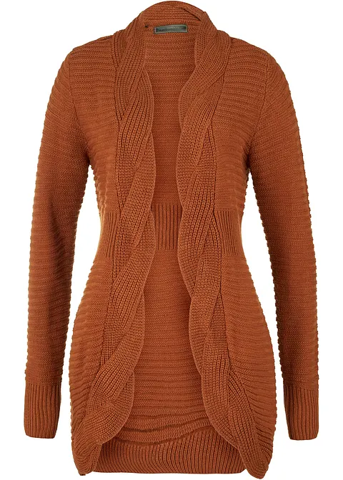 Longstrickjacke in braun von vorne - bonprix