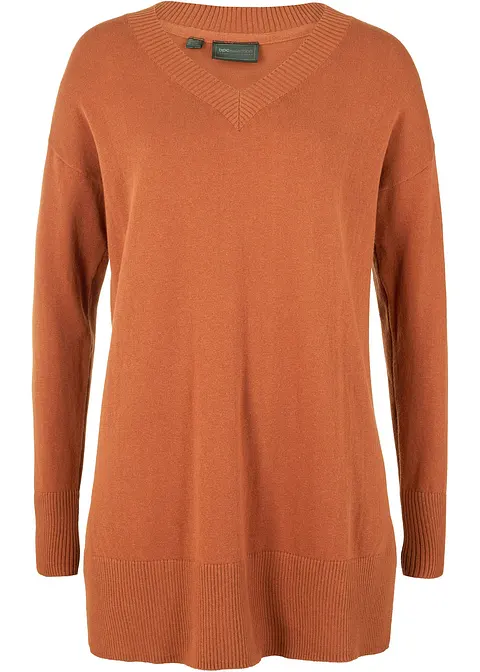 Long-Pullover in braun von vorne - bonprix