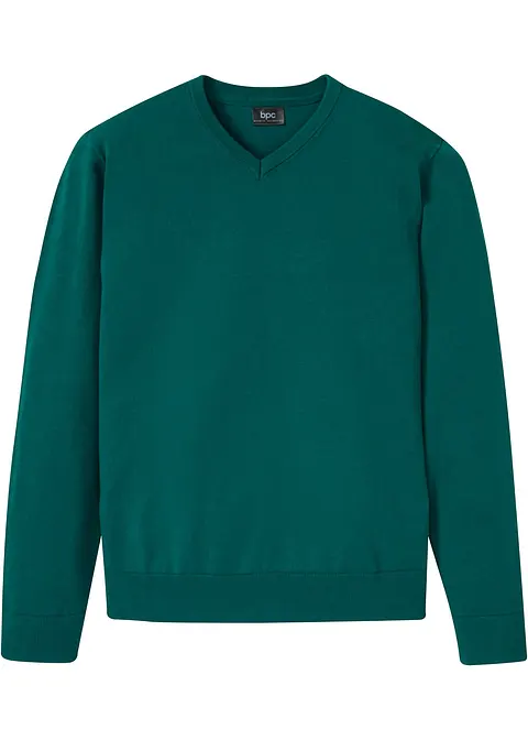 Pullover mit V-Ausschnitt in grün von vorne - bonprix