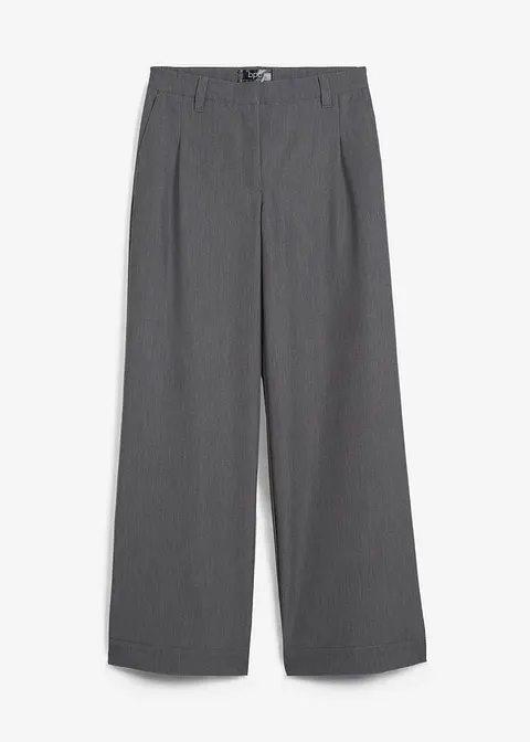 Bundfaltenhose mit hohem Bequembund in grau von vorne - bonprix
