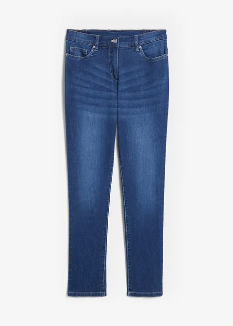 Boyfriend Jeans Mid Waist, Stretch in blau von vorne - bonprix