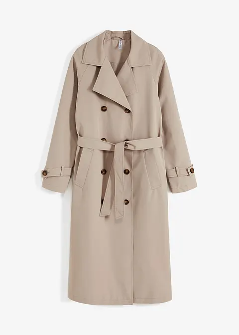 Langer Trenchcoat in grau von vorne - bonprix