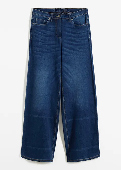 Wide Leg Jeans Mid Waist, Culotte in blau von vorne - bonprix