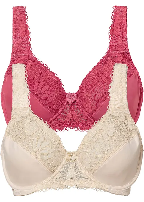 Minimizer BH mit Bügel (2er Pack) in pink von vorne - bonprix