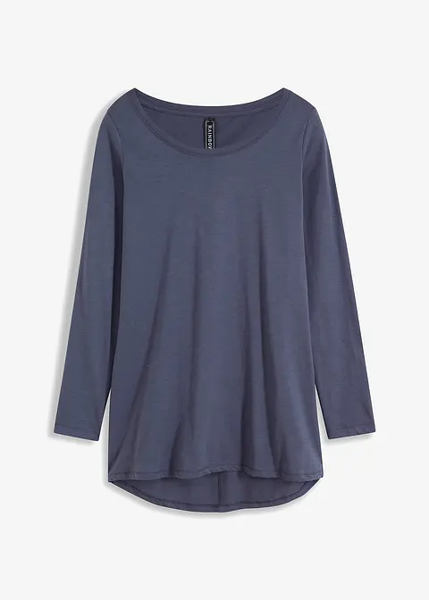 Langarmshirt aus reiner Baumwolle in blau von vorne - bonprix