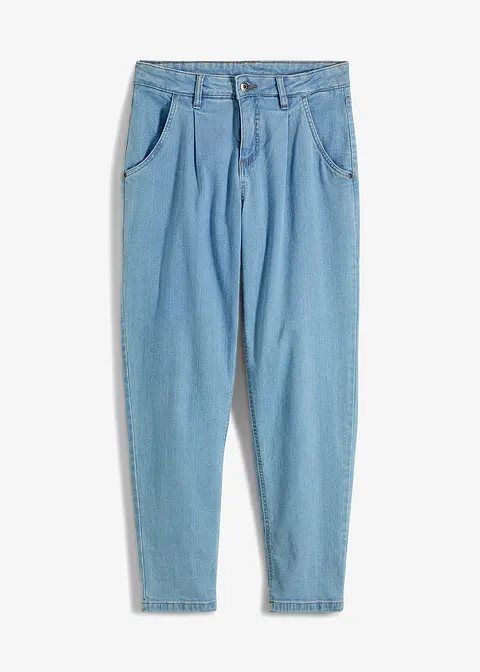 Barrel-Jeans, Mid Waist in blau von vorne - bonprix