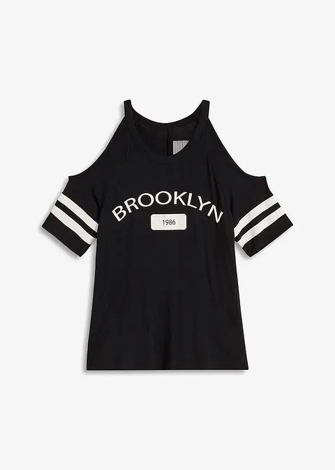 Shirt aus softer Viskose in schwarz von vorne - bonprix