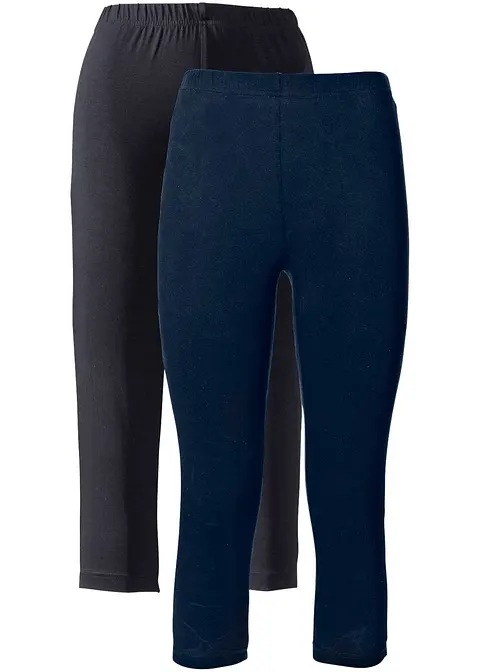 Schmal geschnittene Capri-Leggings (2er Pack) in blau - bonprix