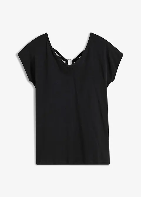 T-Shirt mit Rückendetail in schwarz von vorne - bonprix