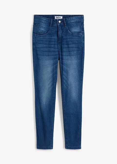 Skinny Jeans High Waist, Soft in blau von vorne - bonprix