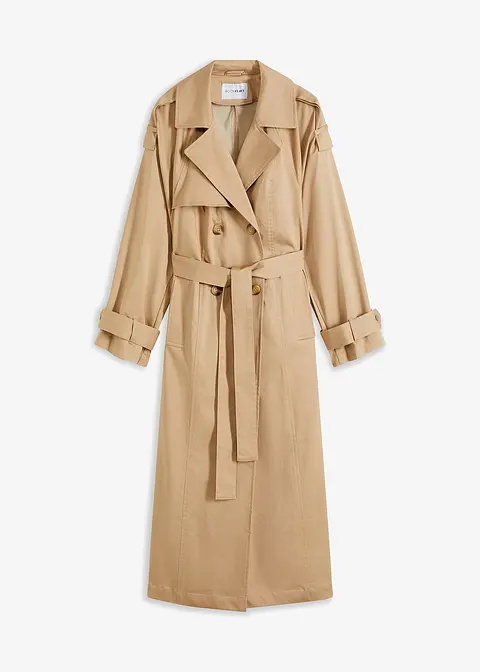 Oversize Trenchcoat in beige von vorne - bonprix