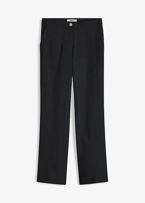 High-Waist-Hose aus Leinen-Viskose-Mix in schwarz von vorne - bonprix