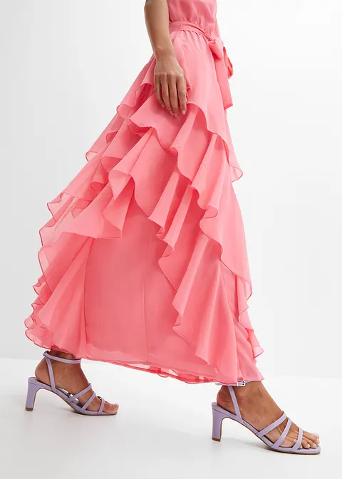 Chiffonkleid mit Volants in pink (Detailaufnahme) - bonprix