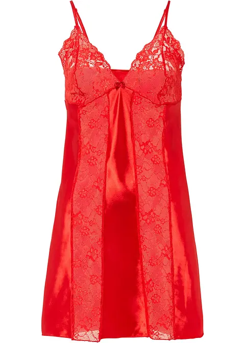 Satin Negligé in rot von vorne - VENUS