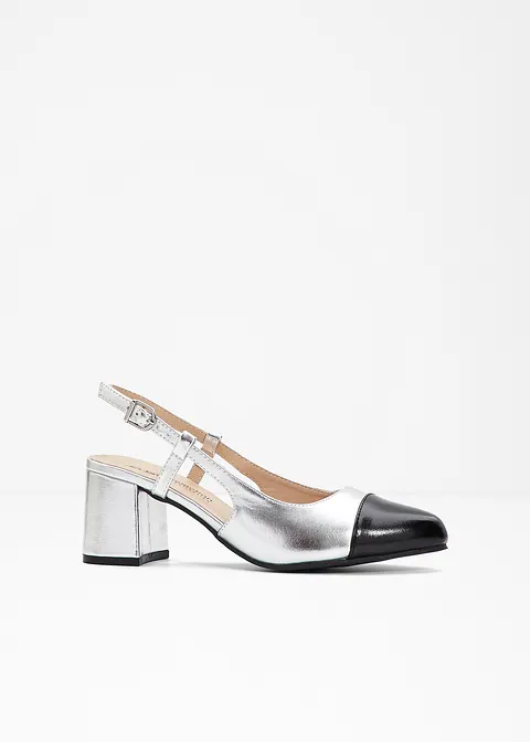 Sling Pumps in silber von vorne - bonprix